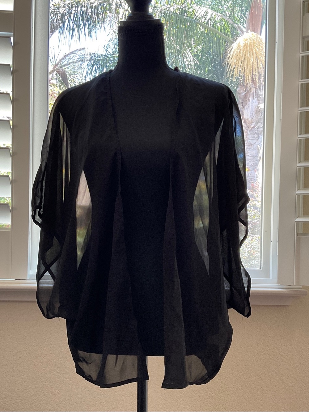 Windsor Black Sheer Kimono Swim Coverup